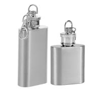 FELTECHELECTR Lot de 2 Flasques de Poche en Acier Inoxydable Étanches avec Mousqueton Mini Pichet Portable pour Whisky et Vin Format 1 Oz et 2 Oz pour Camping et Activités de Plein Air