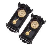 FELTECHELECTR Lot de 2 Mini Horloges Suspendues Vintage pour Maison de Poupée Horloge Murale Rétro Carrée Miniature Décoration et Mobilier pour Scène de Maison Miniaturisée