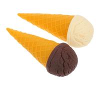 FELTECHELECTR Lot de 2 Modèles de Cornet de Glace Réaliste en Plastique Gaufré Crème Glacée Artificielle Décor Photo pour Garçon et Filles Accessoires de Jeu Cuisine Jouets de Dessert 145