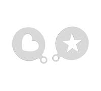 FELTECHELECTR Lot de 2 Pochoirs à Café en Acier Inoxydable Modèles Cœur et Étoile pour Décoration de Latte Art Accessoires DIY pour Cappuccinos Biscuits et Desserts Résistants et Faciles à