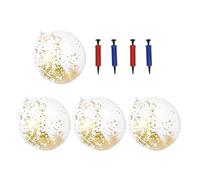 FELTECHELECTR Lot de 4 Ballons de Plage Gonflables 40 Cm en PVC Transparent à Paillettes Dorées, pour Jeux D'été, Piscine et Activités Extérieures, Ballon de Plage à Confettis Fun et Coloré