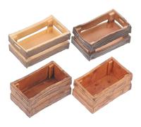 FELTECHELECTR Lot de 4 Caisses Miniatures en PVC pour Maison de Poupée Kit Décor Rustique Petites Caisses Décoratives Légères et Solide pour Maquette Loisirs Créatifs et Décor de