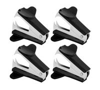 FELTECHELECTR Lot de 4 Petits Arrache-agrafes en Alliage D'aluminium et Plastique Noir, Outil de Retrait D'agrafeuse Pratique et Sûr pour Usage Bureau