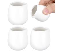 FELTECHELECTR Lot de 4 Pichets à Lait en Céramique Blanche, Petite Taille sans Poignée, Ustensiles Cuisine pour Sauce et Lait, Récipients de Stockage Pratiques pour Petit-déjeuner et Service,