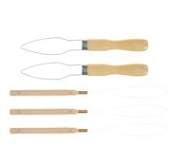 FELTECHELECTR Lot de 5 Aiguilles à Perler Ouvertes en Bois pour Enfilage de Perles et Fils Élastiques, Outil à Chaîne à Perles DIY pour Colliers Multi-brins