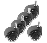 FELTECHELECTR Lot de 5 Roulettes de Rechange en Pu et Acier pour Chaise de Bureau, Installation Facile, Roues Silencieuses Anti-rayures Adaptées Parquet et Moquette