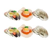 FELTECHELECTR Lot de 6 Modèles Réalistes D’Huîtres et Coquilles Saint en PVC Décorations Factices de Fruits de Mer Cuisine Restaurant et Présentation Accessoires Miniatures Solide et