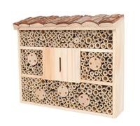 FELTECHELECTR Maison des Abeilles en Bois Beige pour Jardin, Cabane Extérieure Style Cabane en Bois, Attire Insectes Bénéfiques et Maintient L'écologie Jardin
