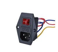 FELTECHELECTR Module de Prise de Courant à Bascule 15 A avec Fusible Interrupteur Bateau 110/220 V Noir Module D’Alimentation pour Imprimante 3D Câble 16 Awg 20 CM Intégré