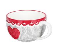 FELTECHELECTR Mug en Céramique à Motif Cœur en Relief, Grosse Capacité, Tasse à Café et Lait pour Petit-déjeuner, Anse Pratique, Mug Créatif pour Usage Domestique et Pause Thé