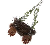 FELTECHELECTR Nid de Cage à Oiseaux à Mâcher et Perchoir Suspendu en Rotin Naturel Décoratif et Fonctionnel pour Perroquets et Oiseaux pour Cage et Ambiance Maison