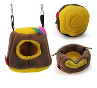 FELTECHELECTR Nid Suspendu en Peluche Marron pour Hamster et Cobaye, Lit Douillet à Suspendre Double Usage, pour Dormir en Hiver Une Maison Confortable Couleur Aléatoire