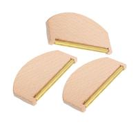 FELTECHELECTR Peigne à Bouloches Manuel pour Pulls et Lainages Lot de 3 Manche en Bois Bande en Cuivre Doré Outil Anti-Peluches Doux pour Laine Nettoyage pour Manteaux et Tricots Portable