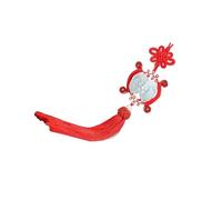 FELTECHELECTR Pendentif Double Nœud Chinois Marbre Blanc Rouge pour Voiture Décoration Feng Shui de Protection et Fortune Suspendu Intérieur Auto Symbole de Succès et Richesse