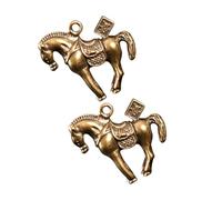 FELTECHELECTR Pendentif Porte-clés en Laiton Cheval Rétro 2 Pièces | Or, Trou, Ne Ternit Pas ni Ne Se Décolore, pour Ornements de Paquet et Montages