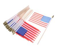 FELTECHELECTR Petits Drapeaux Américains à Bâton Résistants la Déchirure Lot de 40 en Polyester et Bois pour Décoration Jour de L'indépendance et Memorial Day