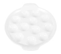 FELTECHELECTR Plat de Cuisson pour Escargots 12 Trous en Céramique Blanche 10 Pouces Poignées Plateau Cuisson Four Anti-Rouille Ustensile la Cuisine Maison et Restaurant