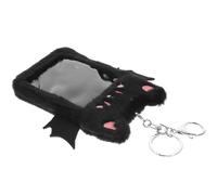 FELTECHELECTR Porte-cartes en Peluche Noir Clip Ailes de Démon Pochette pour Cartes D’identité Porte-badge Pratique pour Bureau et Scolaire Titulaire de Cartes Postales