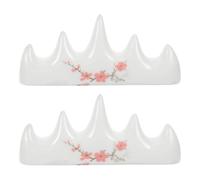 FELTECHELECTR Porte-pinceaux Forme Cinq Doigts de Calligraphie en Céramique Blanche 2pcs Design Antidérapant Motif Fleur de Prunier pour Maison