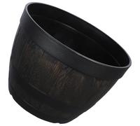 FELTECHELECTR Pot de Fleurs Tonneau Imitation en Plastique Résistant Grosse Capacité pour Jardin et Hôtel Style Vintage Rétro Unique, Ne Se Fissure Pas ni Ne Décolore