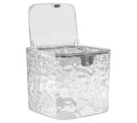 FELTECHELECTR Poubelle Ménagère à Couvercle Poussoir Transparente avec Texture Ondulée en Pet et Abs, Design Élégant et Moderne, Facile à Vider, Fiable pour Bureau et Maison