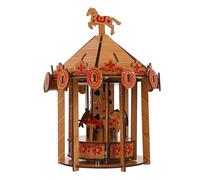 FELTECHELECTR Puzzle Bois Carrousel à Assembler Modèle Rotatif Éducatif pour Garçon Fille et Adultes de Construction Puzzle Mécanique Manège