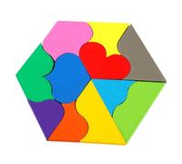 FELTECHELECTR Puzzle Bois Cœur Coloré Jeu Éducatif Géométrique Interactif Casse-tête Logique pour Garçon Fille Stimule Créativité et Observation Cadeau pour Garçon et Fille