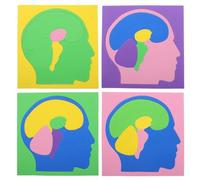 FELTECHELECTR Puzzle Éducatif Montessori 4 Pièces de Cerveau Humain, Modèle D'anatomie pour Garçon et Filles D'âge Préscolaire, Pédagogique DIY Multicolore pour Développement Cognitif et Éveil