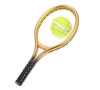 FELTECHELECTR Raquette de Tennis Miniature Décorative Dorée pour Maison de Poupée, Accessoire Mini-Tennis à Monter Soi-même, Fournitures pour Mini-Maisons, Miniature Réaliste et Sécurisé