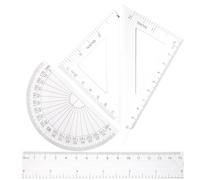 FELTECHELECTR Règles en Plastique Transparent Fourniture Scolaire Pratique 15 Cm Ensemble de 4 Équerre et Rapporteur pour Étudiants et Designers en Usage Scolaire