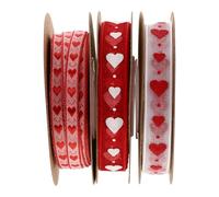FELTECHELECTR Rubans Décoratifs pour Mère Motifs Cœur, Rubans pour Emballer les Fleurs en Polyester, 4 Rouleaux 10m, pour Présent St-valentin et Décoration Cœur Délicate