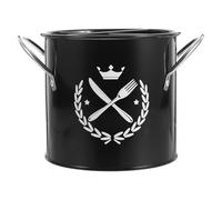 FELTECHELECTR Seau à Couverts en Fer Galvanisé Noir Rétro, Porte-ustensiles Multifonction Cuisine, Panier de Rangement pour Vaisselle et Ustensiles, Organisateur Pratique pour Accessoires