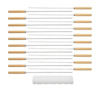 FELTECHELECTR Set de Brochettes pour Barbecue en Acier Inoxydable Manche en Bois, 21 Pièces, Solide et Facile à Transporter pour Réunions Familiales et Feux de Camp