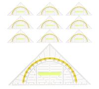 FELTECHELECTR Set de Équerres Transparentes en Plastique Triangles de Sécurité Multifonctions Lot de 10 avec Poignée Confortable pour D'ingénierie et Usage Scolaire