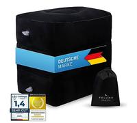 Feluna® Coussin de voyage pour train, voiture & avion, coussin repose-pieds gonflable Coussin de plage & camping réglable en hauteur jusqu'à 42x38x45 cm (Noir)