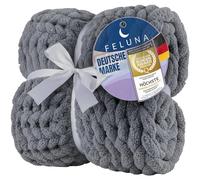 Feluna Couverture Confortable à Grosses Mailles - Couverte Polaire tricotée Plaid Douillette Couverture à Grosses Mailles pour Salon et Chambre d'amis (Gris foncé, L)