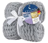 Feluna Couverture Confortable à Grosses Mailles - Couverte Polaire tricotée Plaid Douillette Couverture à Grosses Mailles pour Salon et Chambre d'amis (Gris Clair, L)