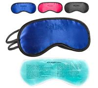 FELUNA® Masque de Sommeil avec Coussin Rafraîchissant - Satin | Occultation quasi totale - bande élastique réglable - soulage migraines, cernes et poches sous les yeux