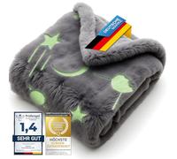 Feluna® Plaid Phosphorescent Étoiles - Couverture Peluche Douce | Plaid cocooning pour enfants et adultes - étoiles brillantes dans le noir - lavable en machine