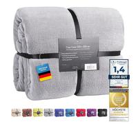Feluna Plaid XXL tout doux, Couverture en microfibre, Jeté de lit, Toucher cachemire 220 x 200 cm gris