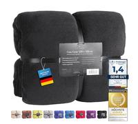 Feluna Plaid XXL tout doux, Couverture en microfibre, Jeté de lit, Toucher cachemire 220 x 200 cm noir