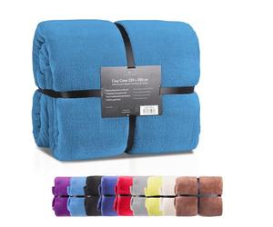 Feluna Plaid XXL tout doux, Couverture en microfibre, Jeté de lit, Toucher cachemire 220 x 200 cm pétrole