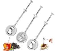 Feluxor Boules de Thé avec Teleskopgriff 3 Pièces Filtre à Thé avec Poignée Longue Infuseur a The Acier Inoxydable Passoire à Thé de Forme Sphérique Pour Le Thé Aux Fleurs, Les Tisanes, Les Épice