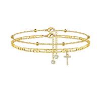 Female Foot Chain Letters Zircon Double Layer Jewelry 26 Initial Anklet Bracelets for Women Ring