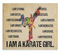 Female Karate Poster Martial Arts Girl Canvas Wall Art Strong Feminine Decor for Living Room(Unframed,08x12inch(20x30cm))