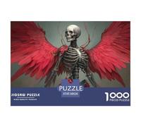 Female Skeleton 1000 Pièces Carton Premium Lot de Puzzles Macabre Winged Skeleton Anti-Stress Jeu Créatif Puzzles pour Adultes Et Enfants 38x26cm/1000pcs