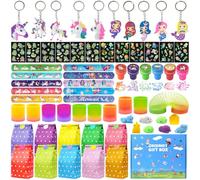 FEMBW Kit Anniversaire Fille, Licorne Sirène Cadeau Anniversaire Enfants, Jouets Pinata avec Sac de Fête Porte-clés Bracelet à Déclic Tatouages, Petits Cadeaux Enfant Invité