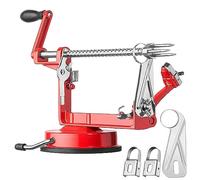 femedo Éplucheur de pommes de terre avec lames en acier inoxydable et base d'aspiration puissante pour pommes, poires, pommes de terre (rouge)