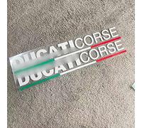 FEMEIN Autocollant Réfléchissant De Moto Multicolore pour Ducati Corse Logo Corps Pédale Panneau Latéral Drapeau Italien pour Ducati 848 1199 1098 S 899 (Color : White Letters)