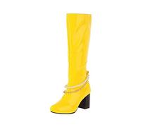 Femelles Botte grossiers Hautes À Talons Cuir Verni Bottes pour femme Elégantes Souple Chaudes Imperméables Femmes Bottines Casual classiques cuir véritable Femme Bottine pointu Glossy